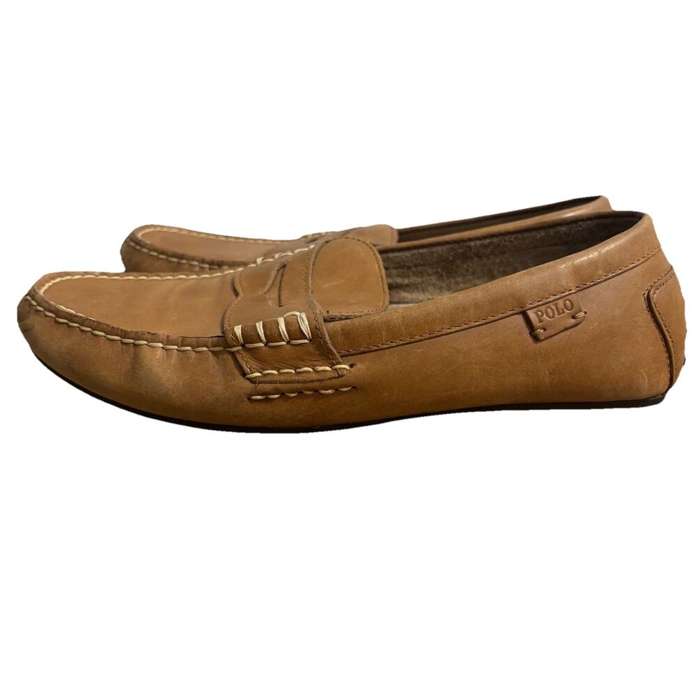 Polo Ralph Lauren Wes Penny Loafers Mens 10.5 D Brown Leather Driving Moccasin
